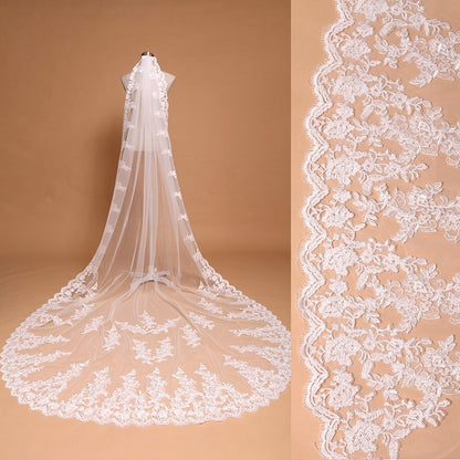 Cathedral Diadem Long Lace Veil