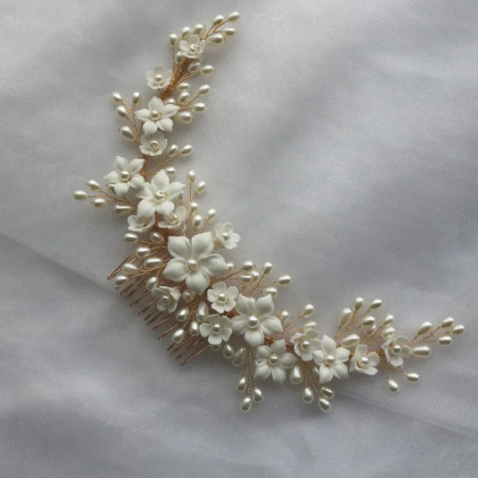 Alabaster Floral Vine Comb