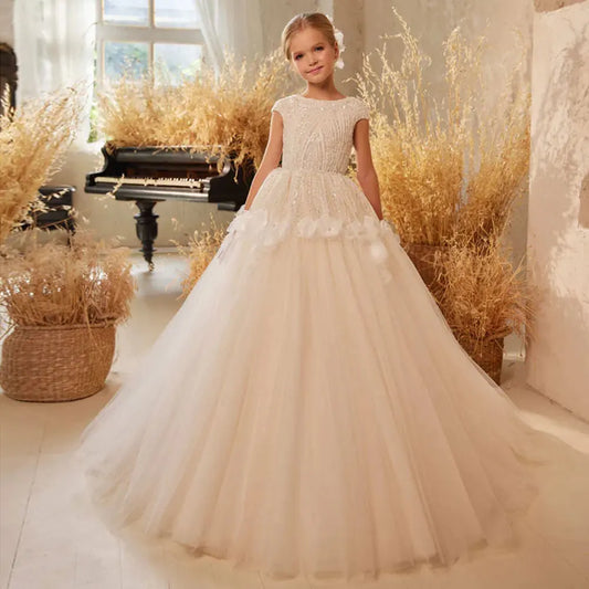 Luxurious Tulle Flower Girl Dress - Enchanting Elegance