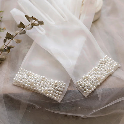 Bridal pearl retro gloves