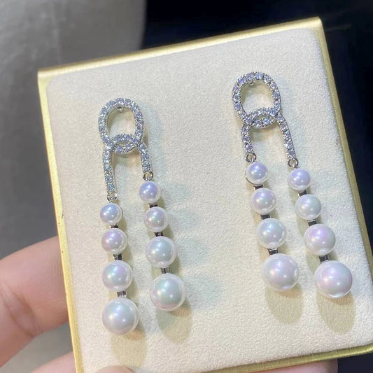 Elegance Pearl and Zirconia Hoop Earrings