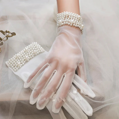 Bridal pearl retro gloves