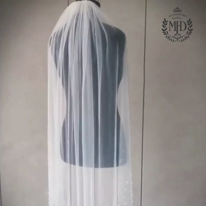 Pearl Adorned Tulle Veil